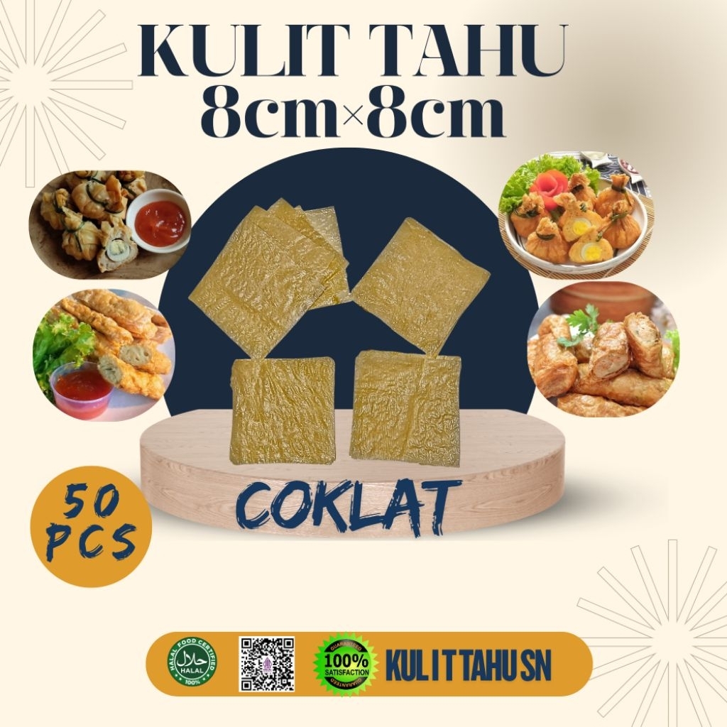 

KULIT TAHU UK 8×8 WARNA COKLAT ISI 50 PCS | COCOK UNTUK EKADO| DIMSUM |GOHYONG| UDAH KEJU | LUMPIA UDANG