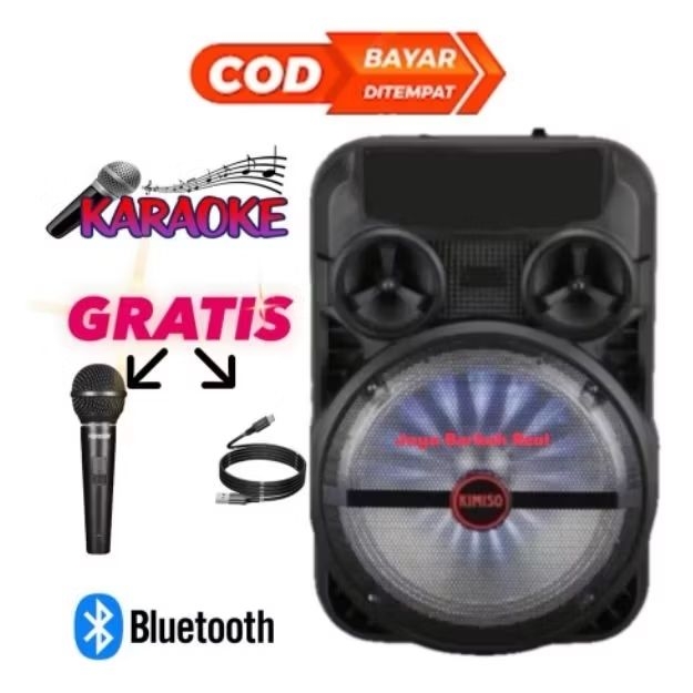 Terlaris Speaker Bluetooth Karaoke Ukuran Besar Mega Bass Gratis Mic / Salon Aktif Bluetooth Polytro