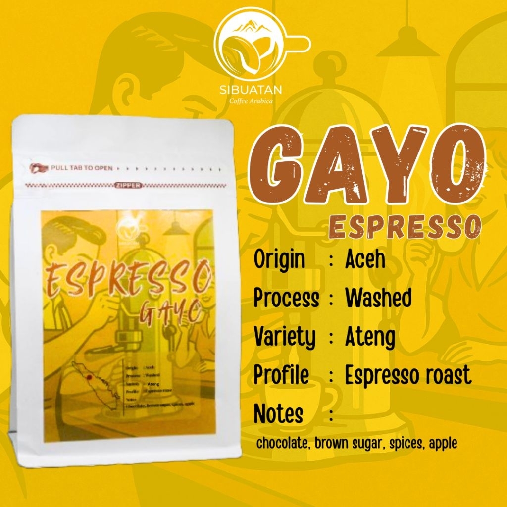 

Sibuatan Kopi Arabica Gayo Wash Espresso 100%