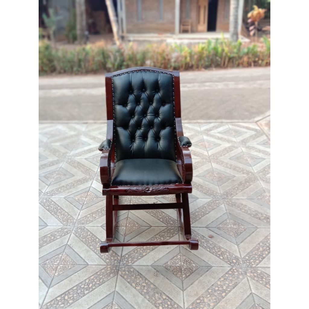 kursi santai kursi goyang kayu jati kombinasi jok busa