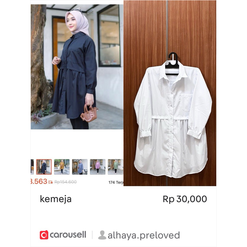 kemeja putih & rok hitam