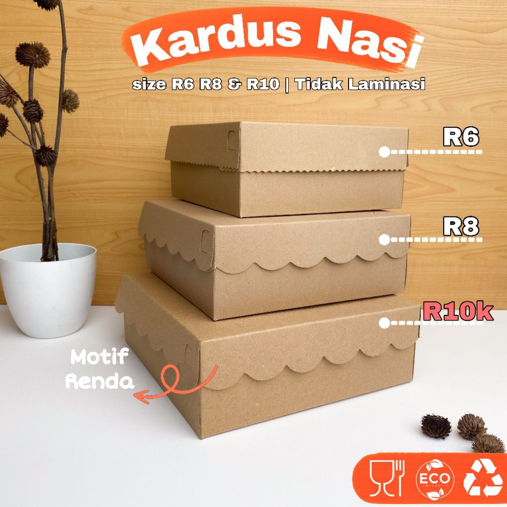 [275GSM] Kardus Nasi Kraft Non Laminasi | Box Nasi R6 R8 R10K | Kotak Hajatan / Kardus Makanan Tebal