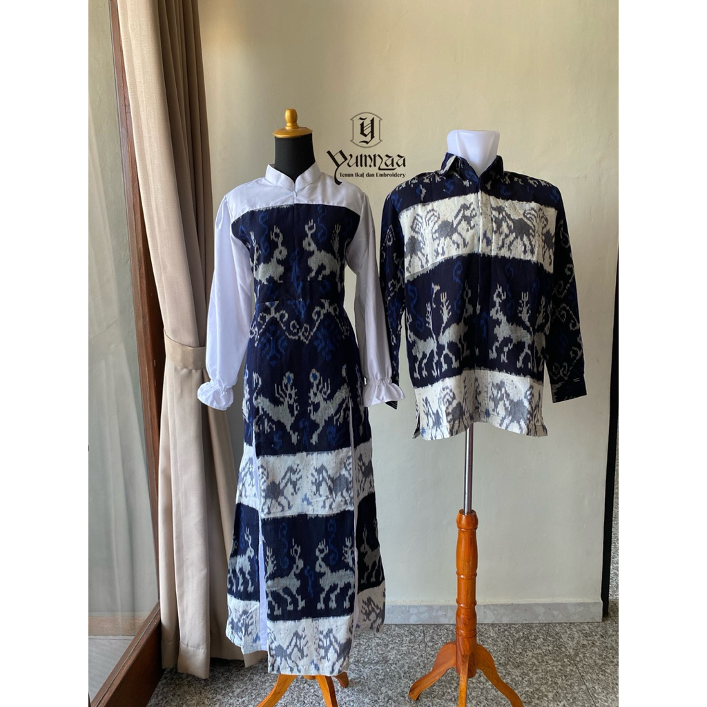 YUMNAA-BAJU TENUN COUPLE JARA NAVY-OUTFIT KONDANGAN ETNIK