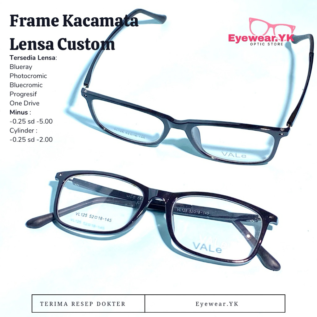 Kacamata VL125 – Photocromic Anti Radiasi Blueray | Custom Resep Lensa Minus Bluecromic