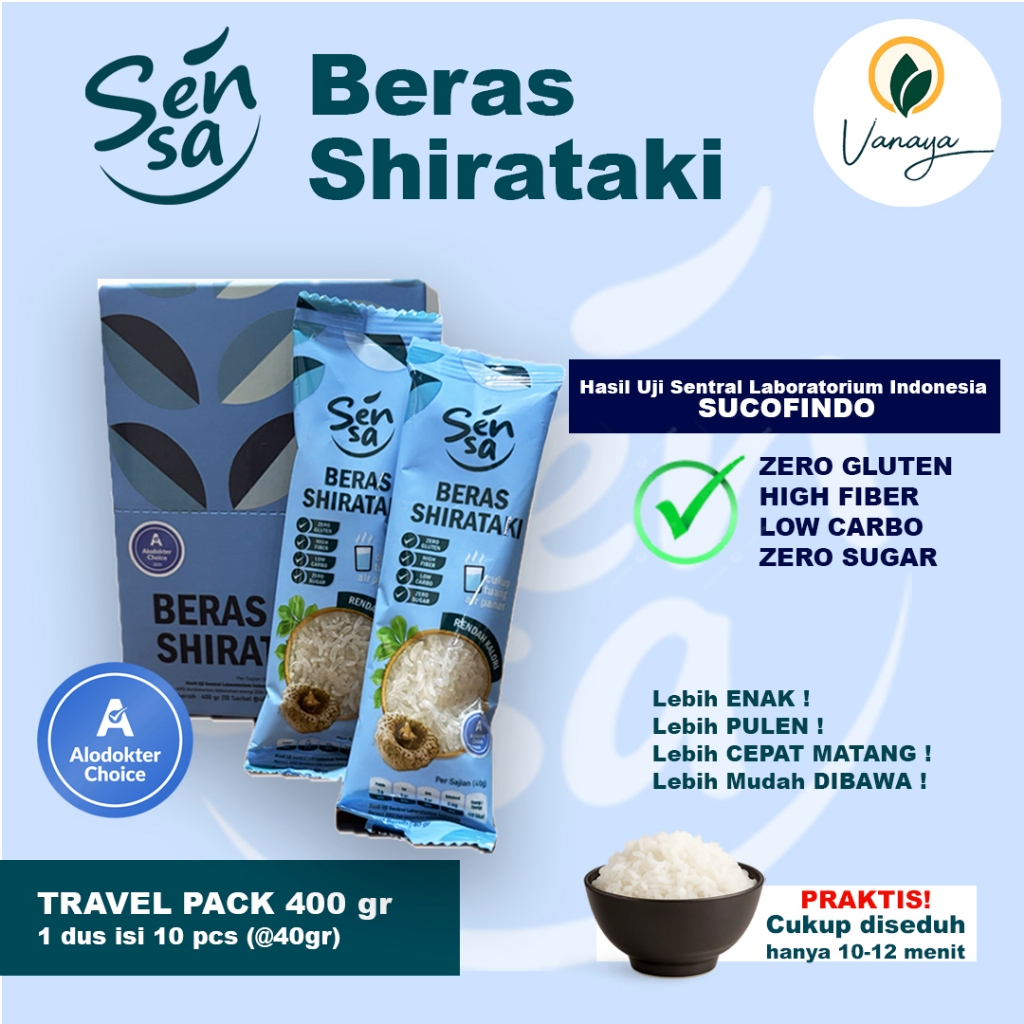 

SENSA BERAS SHIRATAKI TRAVEL PACK 400gr (isi 10 @40gr) #berasdiet #shirataki #sensa