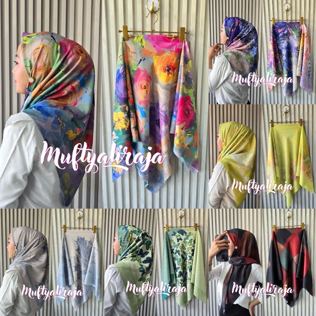 HIJAB SEGI EMPAT MOTIF BAHAN VOAL PREMIUM SUBLIM DENAY segiempat motif hijab segiempat polos
