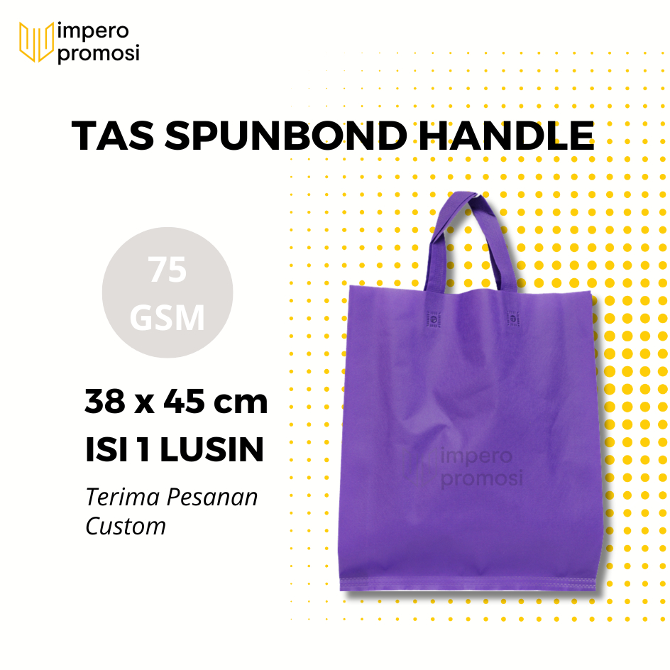 

Impero - GOODIE BAG SPUNBOND HANDLE 38x45 / Harga Lusinan / Kantong Belanja Murah (Ungu)