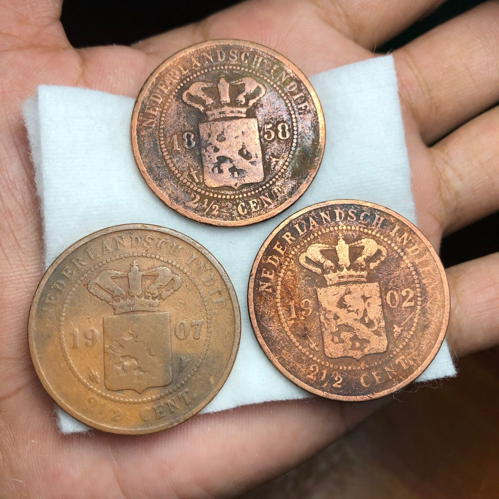 Koin Benggol Kuno 3pcs Tahun 1857 1902 dan 1907