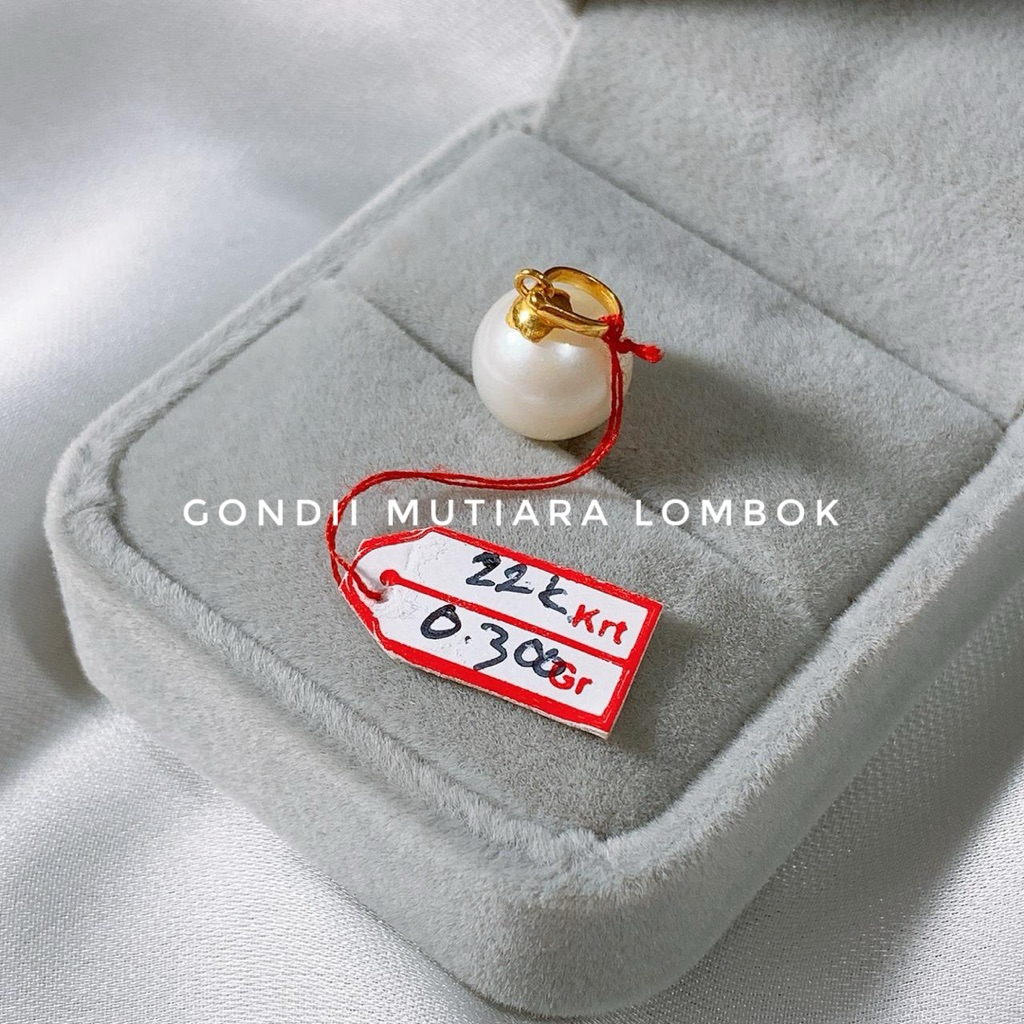 Liontin Emas 22 Karat Mutiara Laut Asli Putih