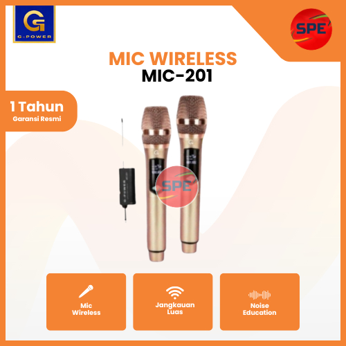 MIC WIRELESS GOLD G-POWER MIC-201 / MIC201 GARANSI RESMI (MEDAN)