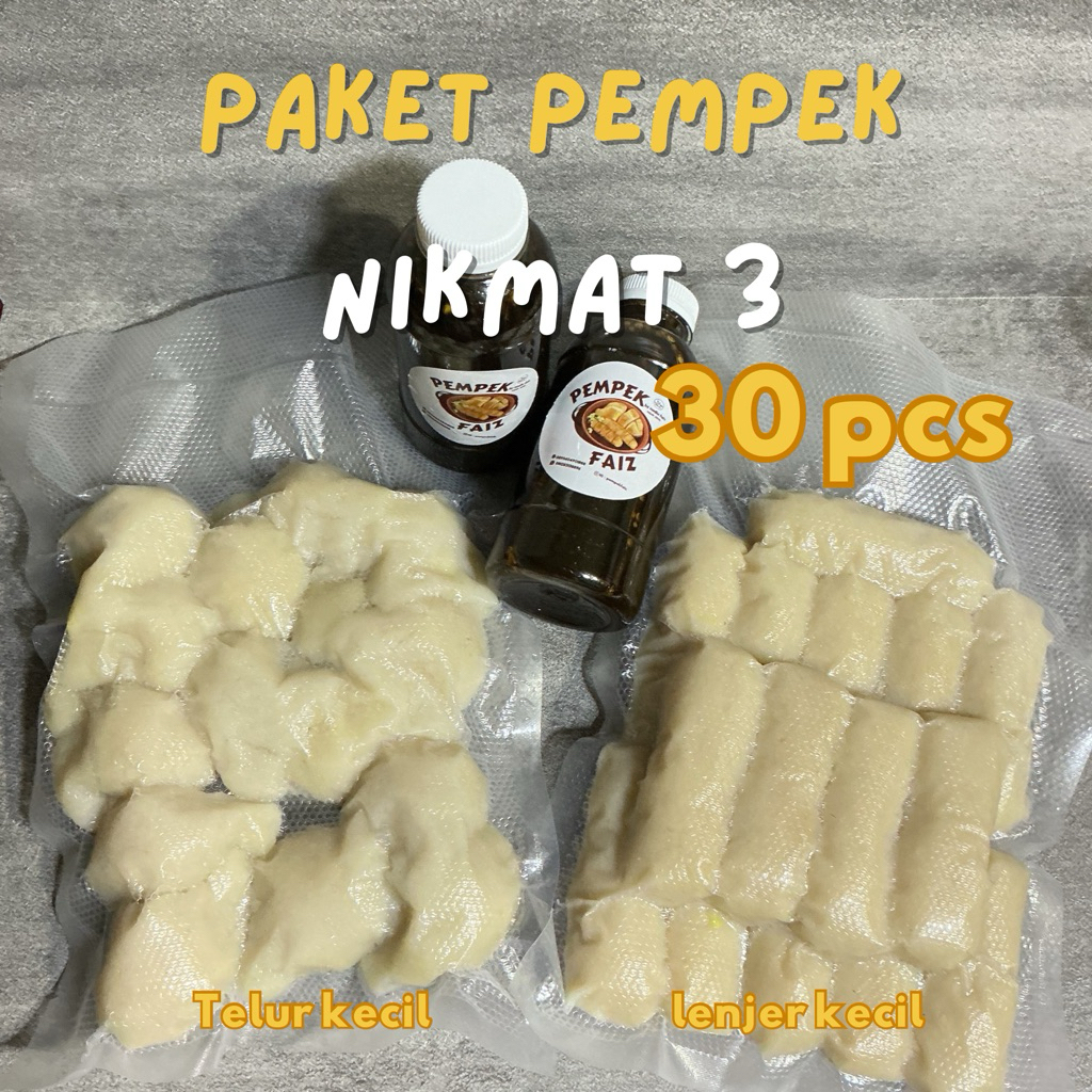 

Pempekfaiz- pempek isi 30pcs,telur kecil dan lenjer kecil + cuko 500ml pempek palembang asli ikan gabus / pempek frozen
