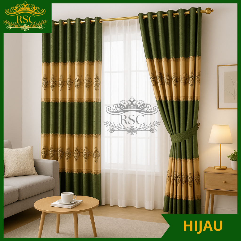 Gorden Jendela Rumah Minimalis Bahan Tebal Premium Anti Panas Warna Hijau