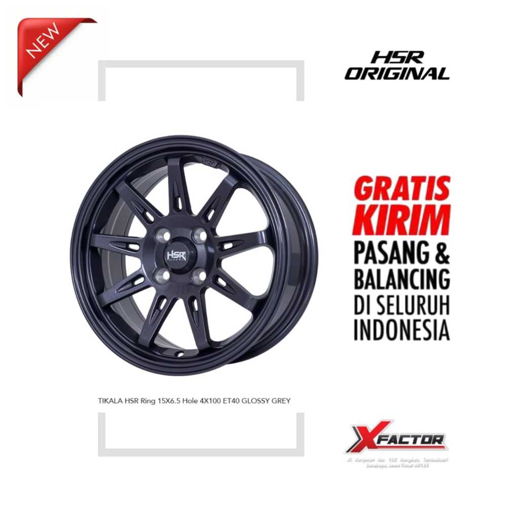 VELG R15 HSR TIKALA 9004 HSR R15X6,5 H4X100 ET40 GLOSSY GREY