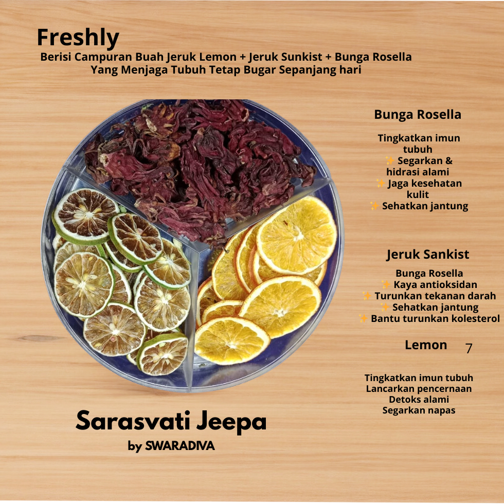 

Sarasvati Jeepa Mix Fruit Infused Water (lemon,sunkist,rosella)