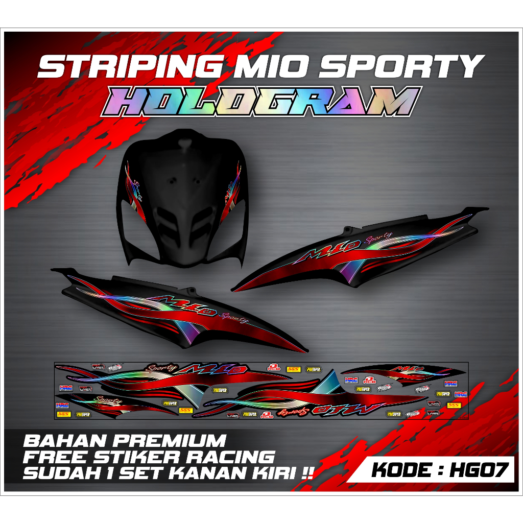 STRIPING STIKER HOLOGRAM MOTOR MIO SPORTY (HG07)