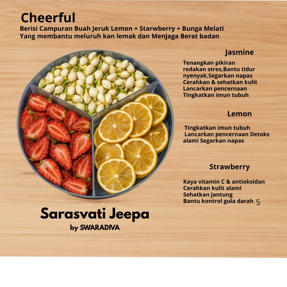 

Sarasvati Jeepa Mix Fruit Infused Water (Lemon,Strawberry,Jusmine)