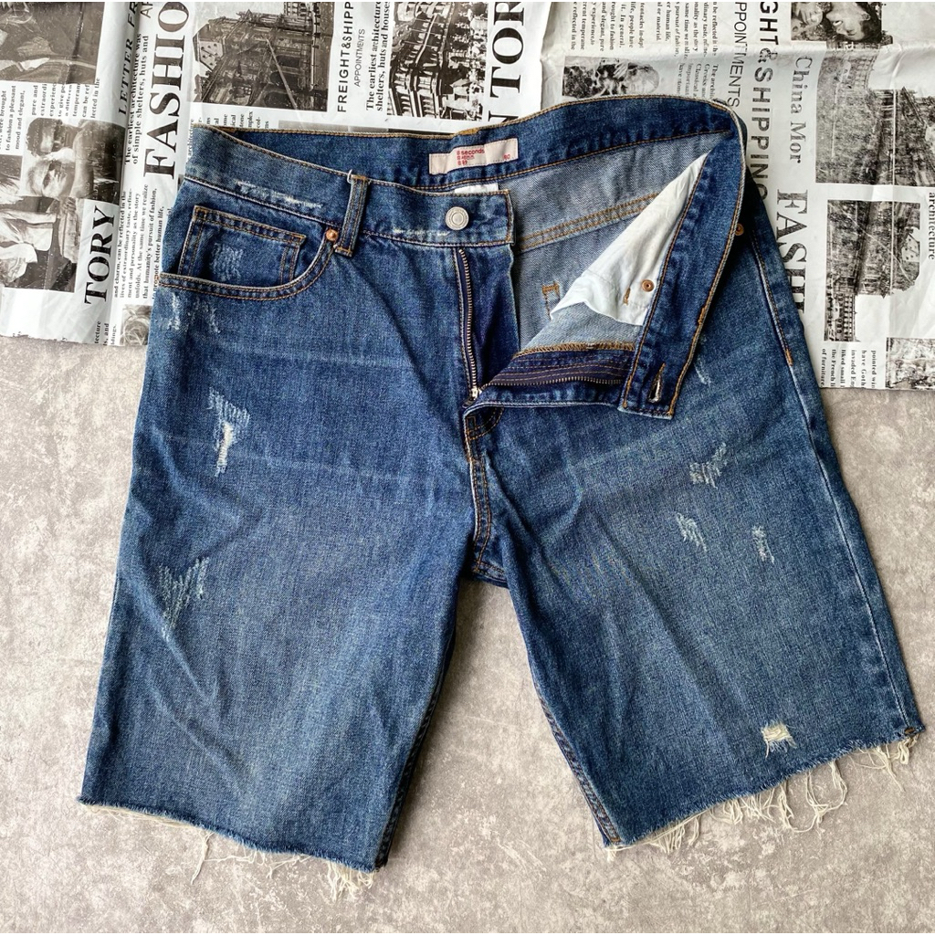 denim ripped celana pendek 8 second
