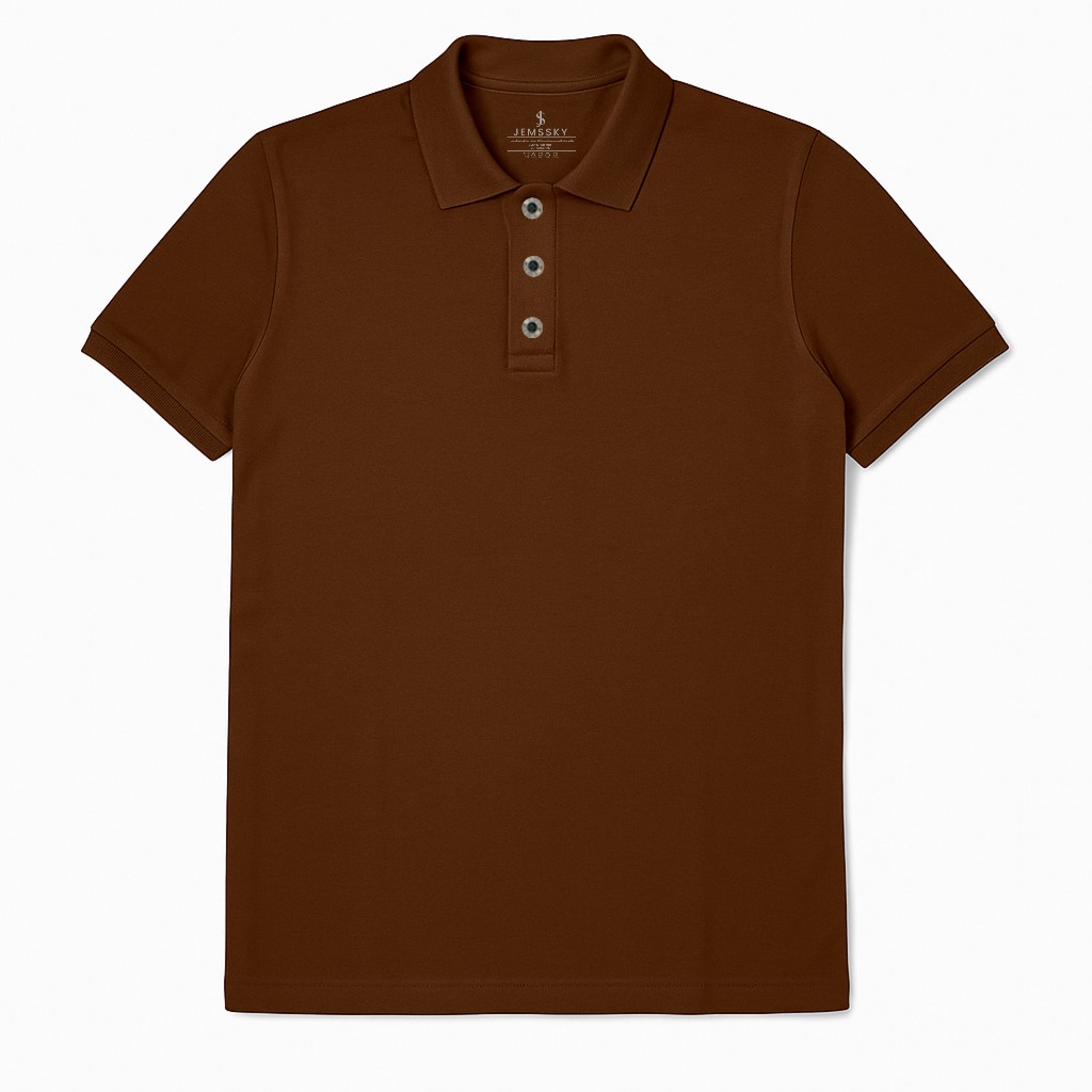 Jemssky - Kaos Polos Unisex Polo Shirt Baju Polo Kerah Coklat