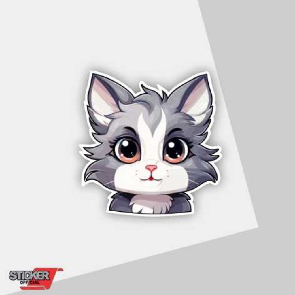 stiker kucing, kucing lucu, kucing gemoe, stiker nyala, hp, motor
