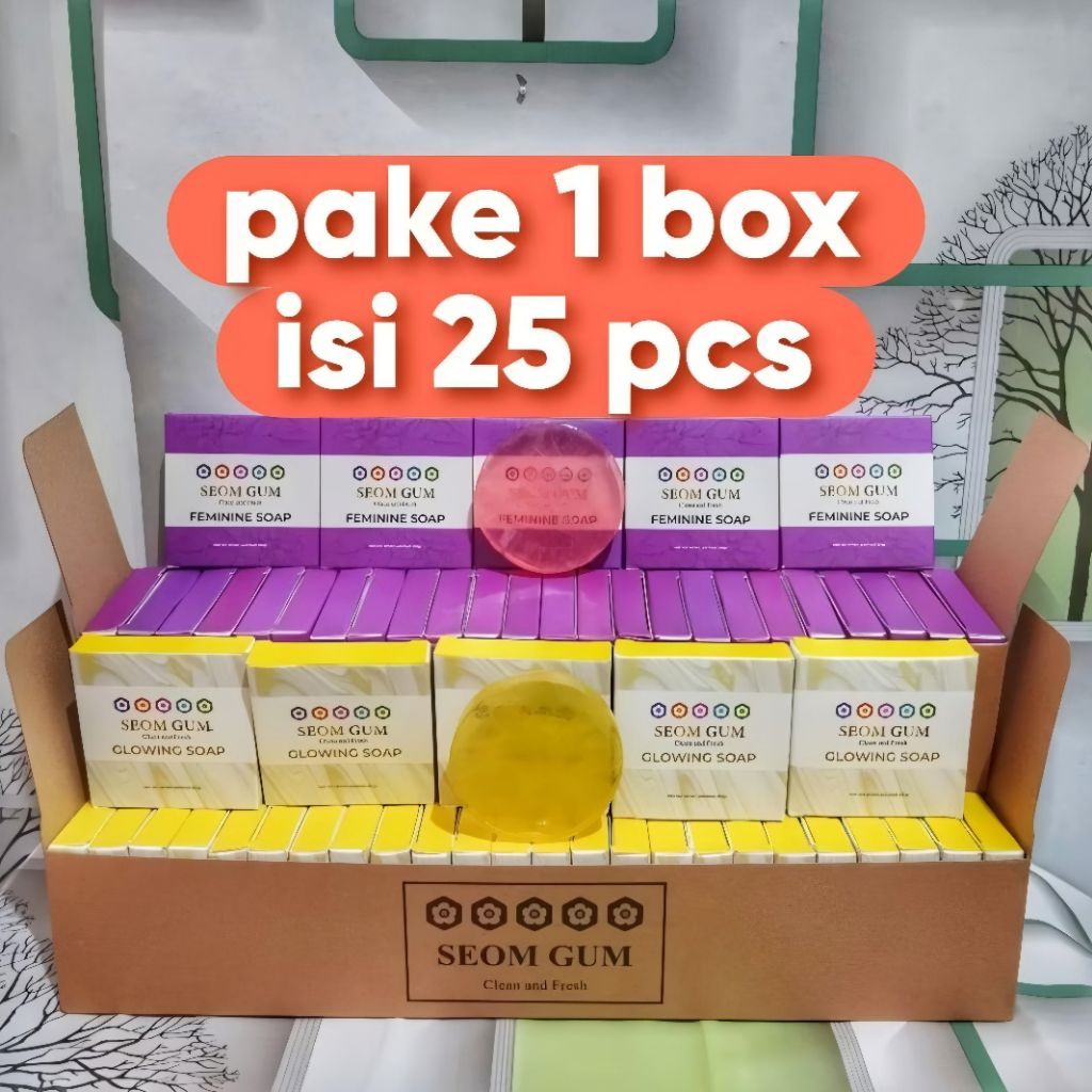 Sabun SEOM GUM 1 Box Isi 25 Pcs- Glowing Soap & Feminine Soap | Sabun Herbal Pemutih Badan Wajah | G