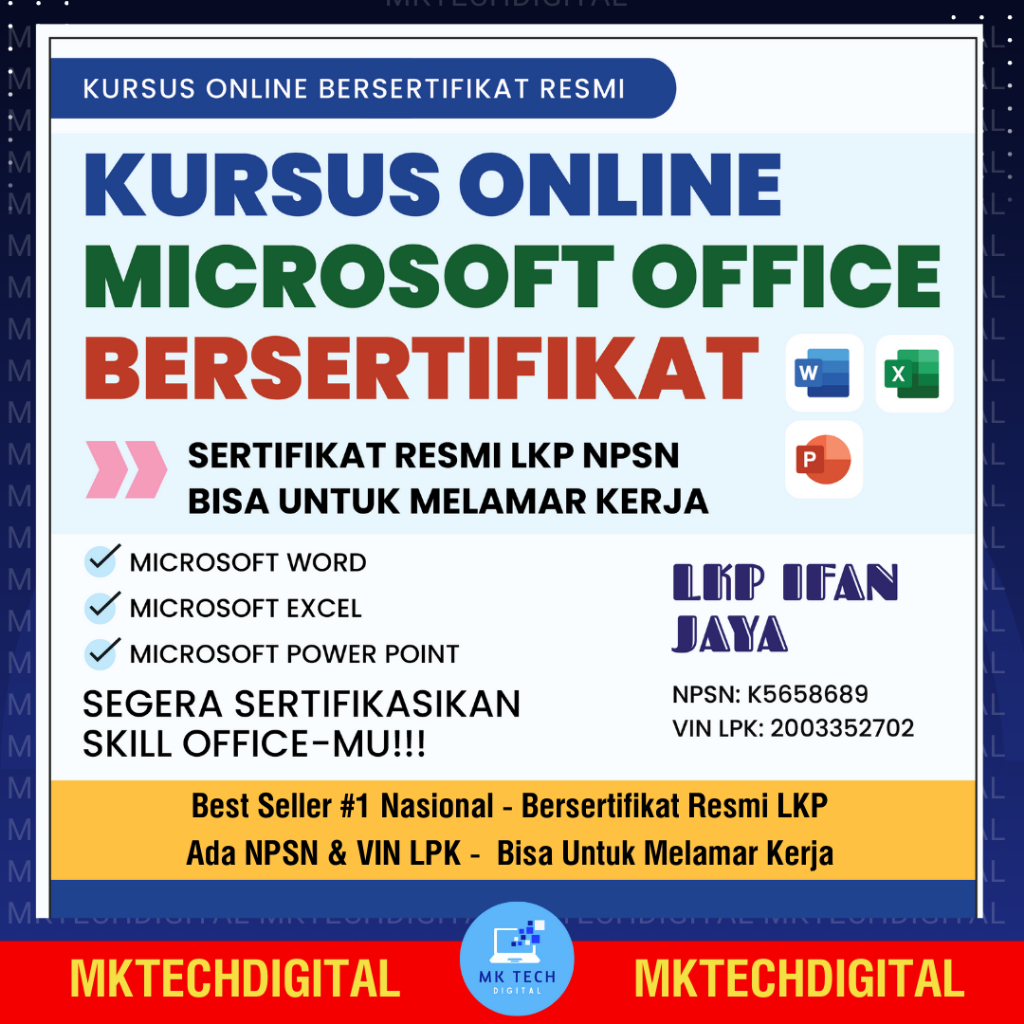 Kursus Online Office Bersertifikat Resmi LKP Berskala Nasional - Untuk Melamar Kerja