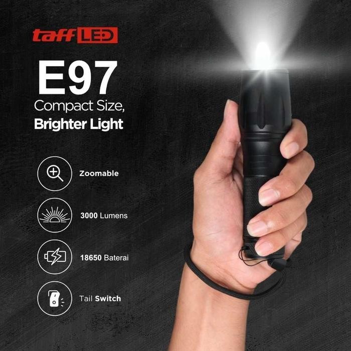 Senter Tactical XML-T6 3000 Lumens Super Terang 500M Zoom 3 Mode Rechargeable + Baterai Charger Box