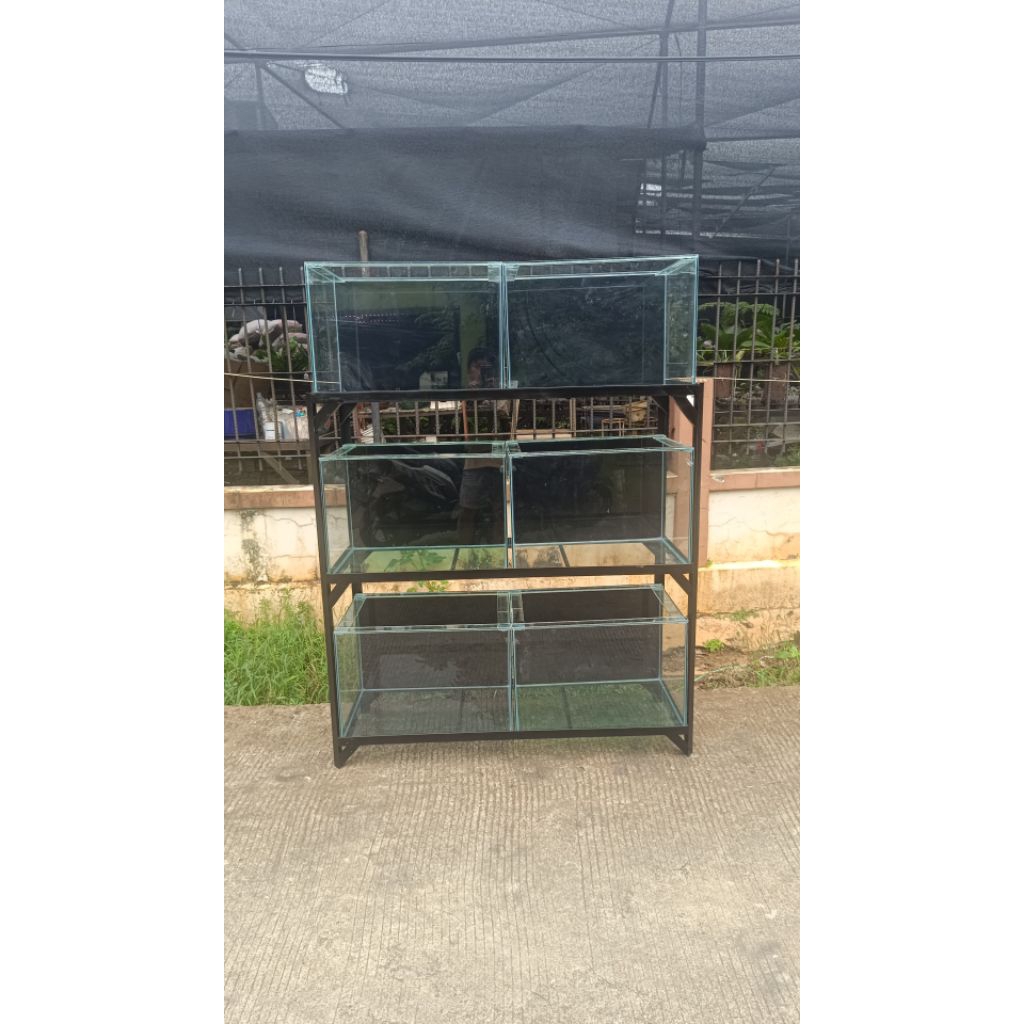 AQUARIUM KACA 60 40 40 6 plus rak siku 120 40 3 susun