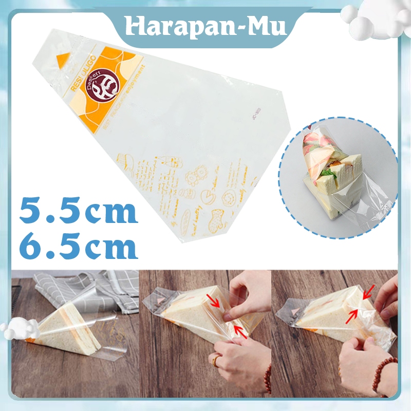 100 Pcs Kemasan Plastik Sandwich Segitiga / Box Sandwich Segitiga / Plastik Roti Sandwich