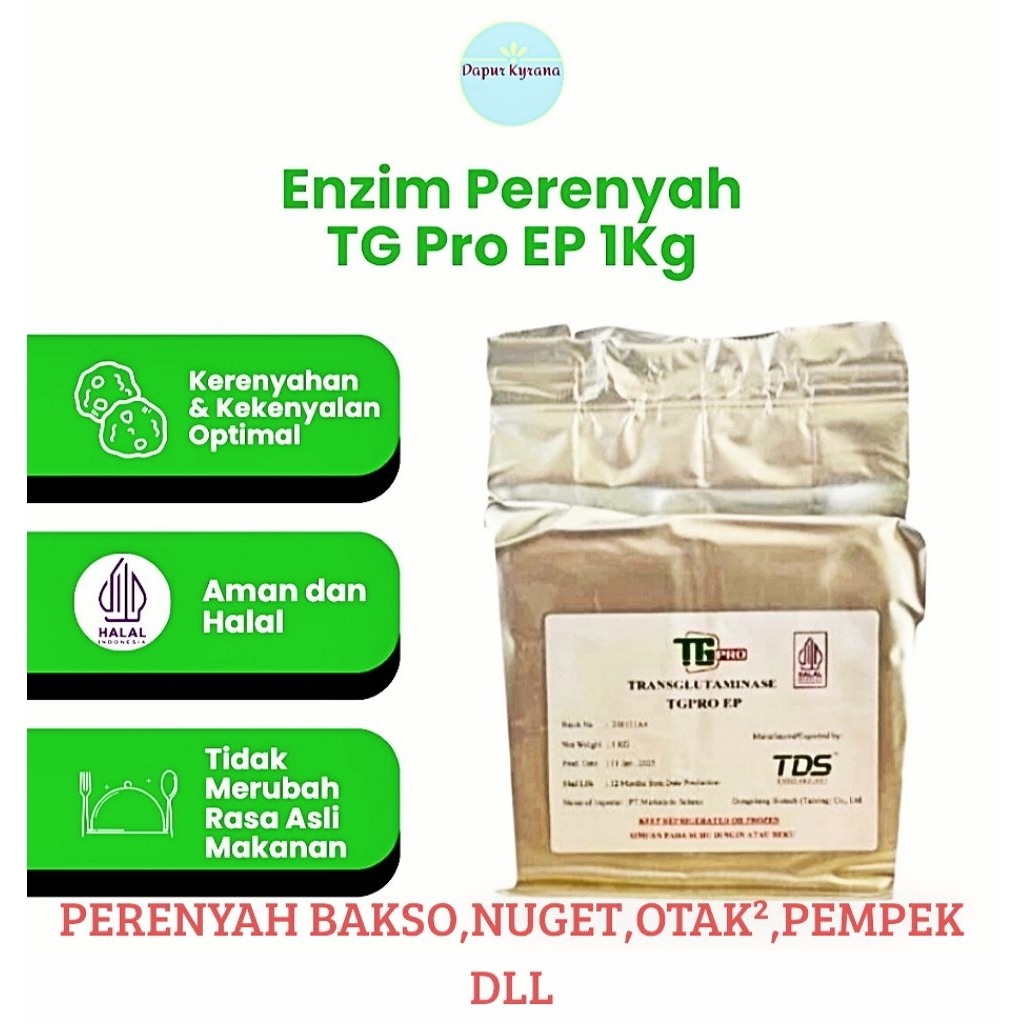 

Enzim Perenyah Bakso Tg Pro EP 1Kg | Halal | Dimsum Nuget Sosis Otak otak Pempek
