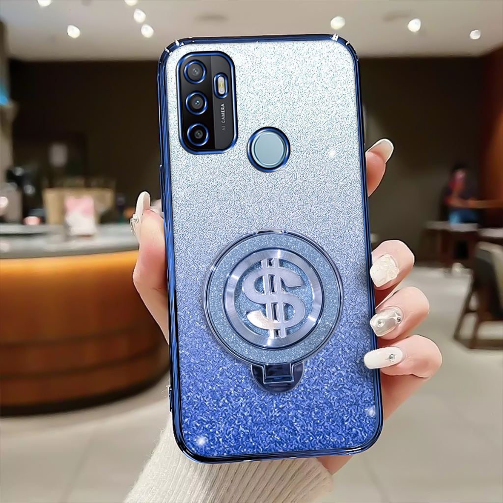 Case Kick Stand Oppo A53/A33 Softcase Glitter Luxury Premium Casing