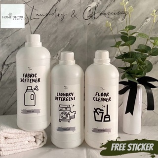 BOTOL Refill Botol Minimalis Aesthetic Cairan Laundry, Kitchen & Cleaning (Label Costum) Hiasandindi