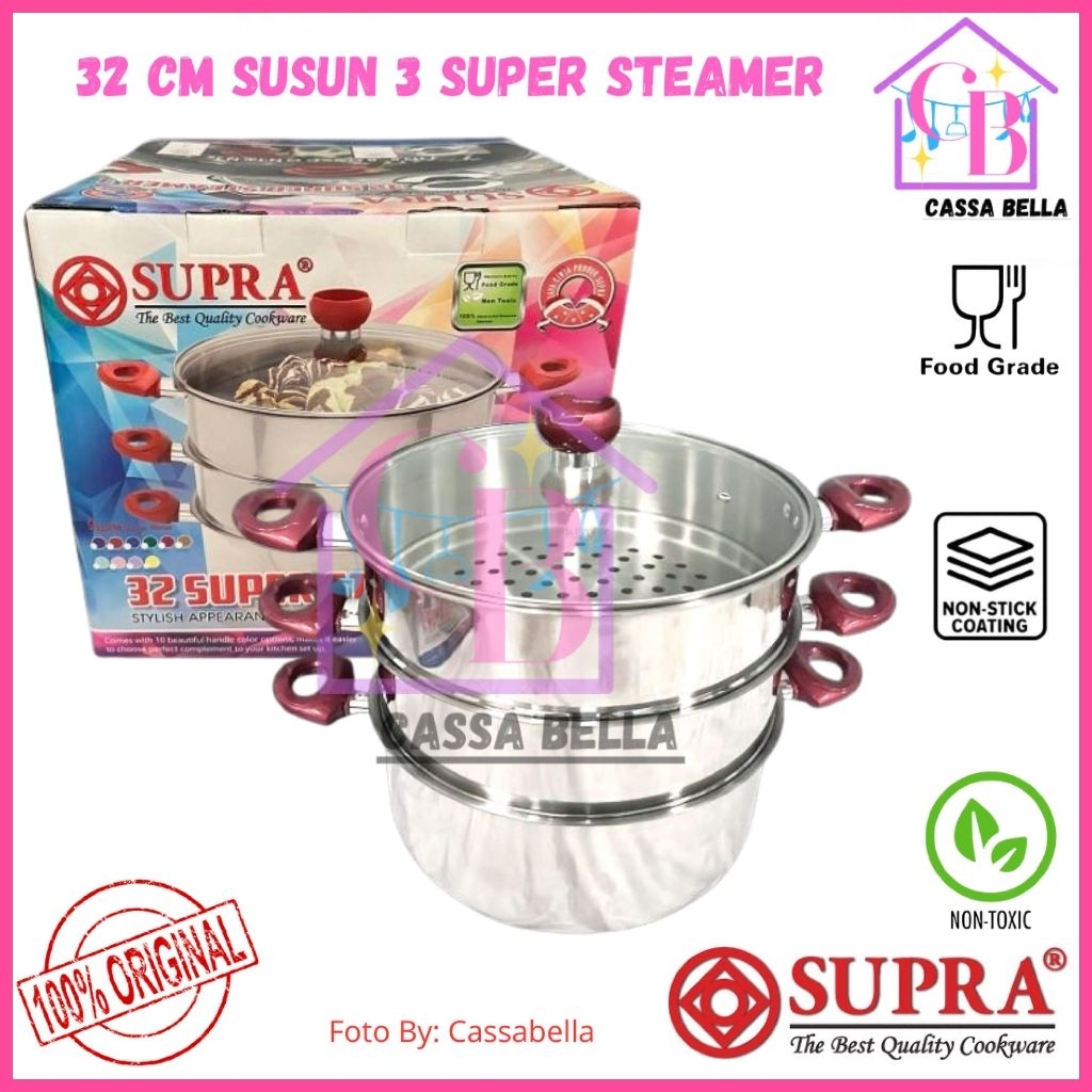Panci Steamer Supra 32cm Susun 3/Panci Kukusan Supra 32cm Susun 3/Supra Super Steamer 32cm S3