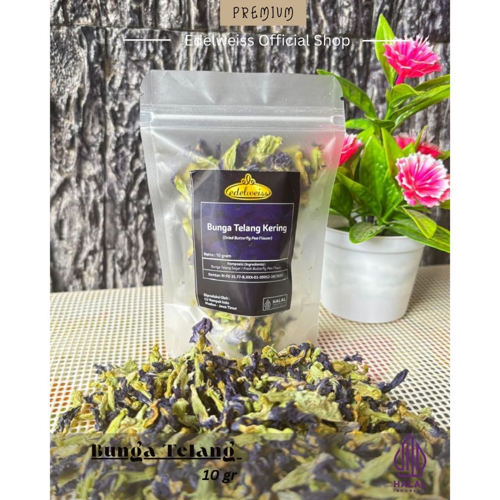 

Edelweiss Organik Bunga Telang Kering Murni Refill Pack 10gr (Dried Organic Butterfly Pea Flower)