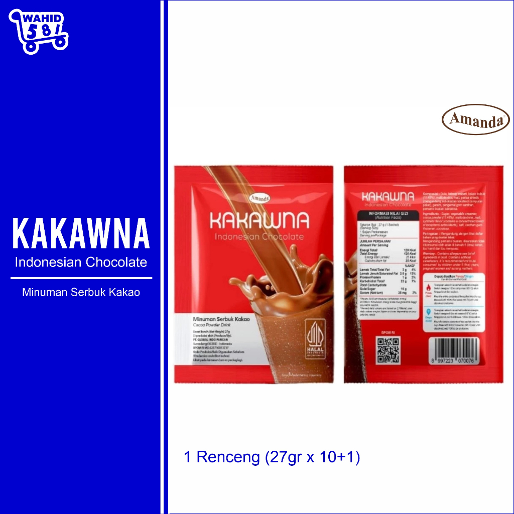 

Kakawna By Amanda Indonesian Chocolate Kokoa Powder Drink Minuman Serbuk Kakao isi 10 + 1 Sachet