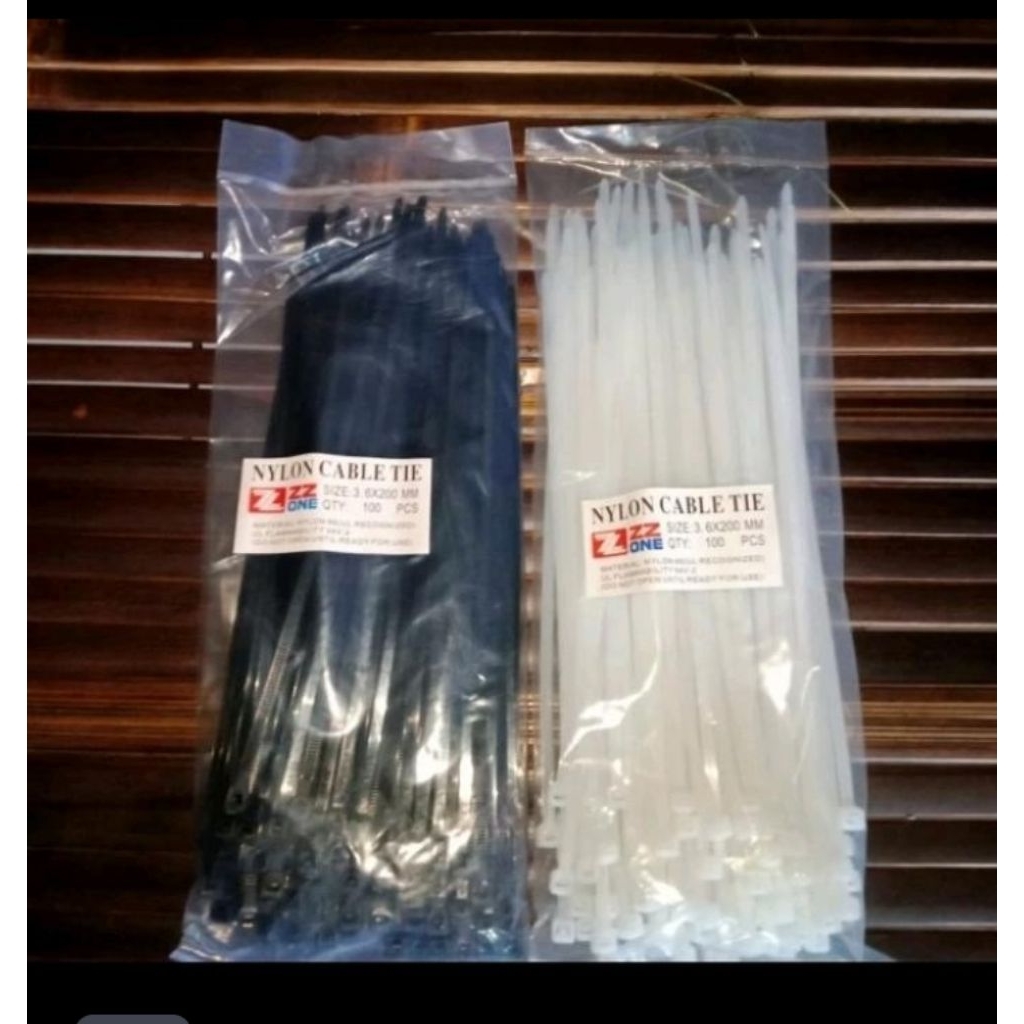 

cable ties 3.6 x 200 x 100 pcs hitam putih harga sama kabel tiee pengikat