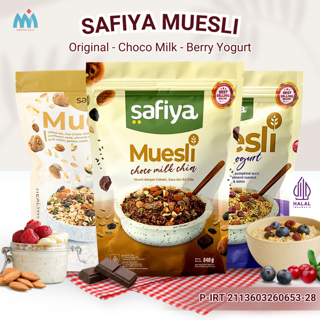 

Muesli Safiya 1 Kg Sereal Oatmeal Original Berry Yogurt Choco Milk Diet Sereal Sarapan Sehat