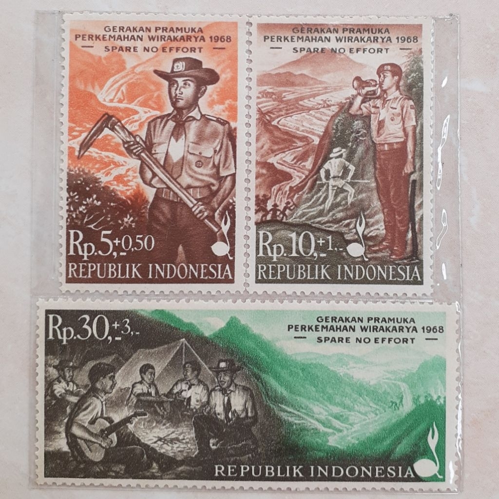

(O) Perangko Indonesia Pramuka Tahun 1968 set lengkap 3pcs