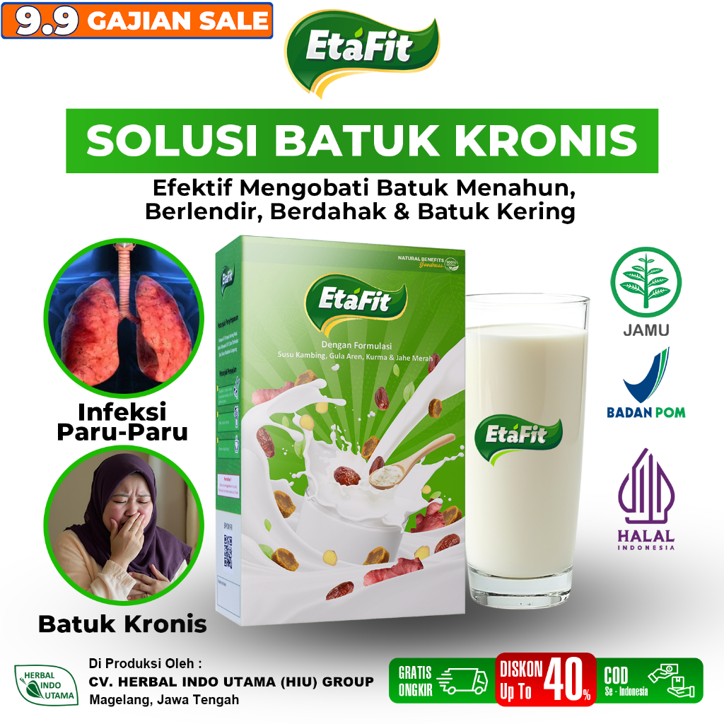 

ETAFIT DETOX BATUK KRONIS KERING BERDAHAK BERLENDIR MENAHUN BERDARAH - Susu Kambing Etawa Herbal Pernafasan Asli 100% Original