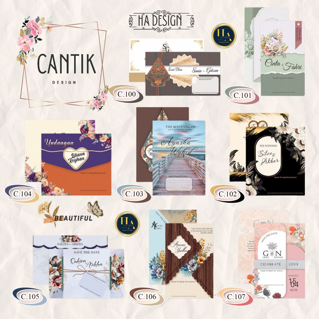 BLANGKO CETAK UNDANGAN PERNIKAHAN MURAH NIKAH NGUNDUH MANTU ULIMATUL URSY SERI CANTIK C 100 101 102 