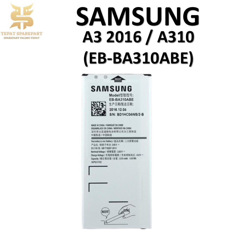 BATERAI SAMSUNG EB-BA310ABE SAMSUNG A3 2016 / A310 Batre Batrai Baterai ORIGINAL 100%