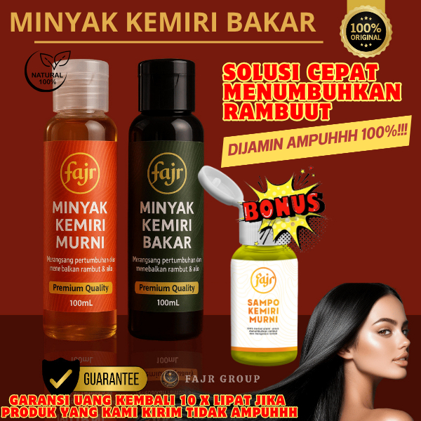 PAKET 2 PCS Minyak Kemiri Bakar Murni Penumbuh Rambut AlamiAsli 100% AMPUH GRATIS SAMPO KEMIRI MURNI