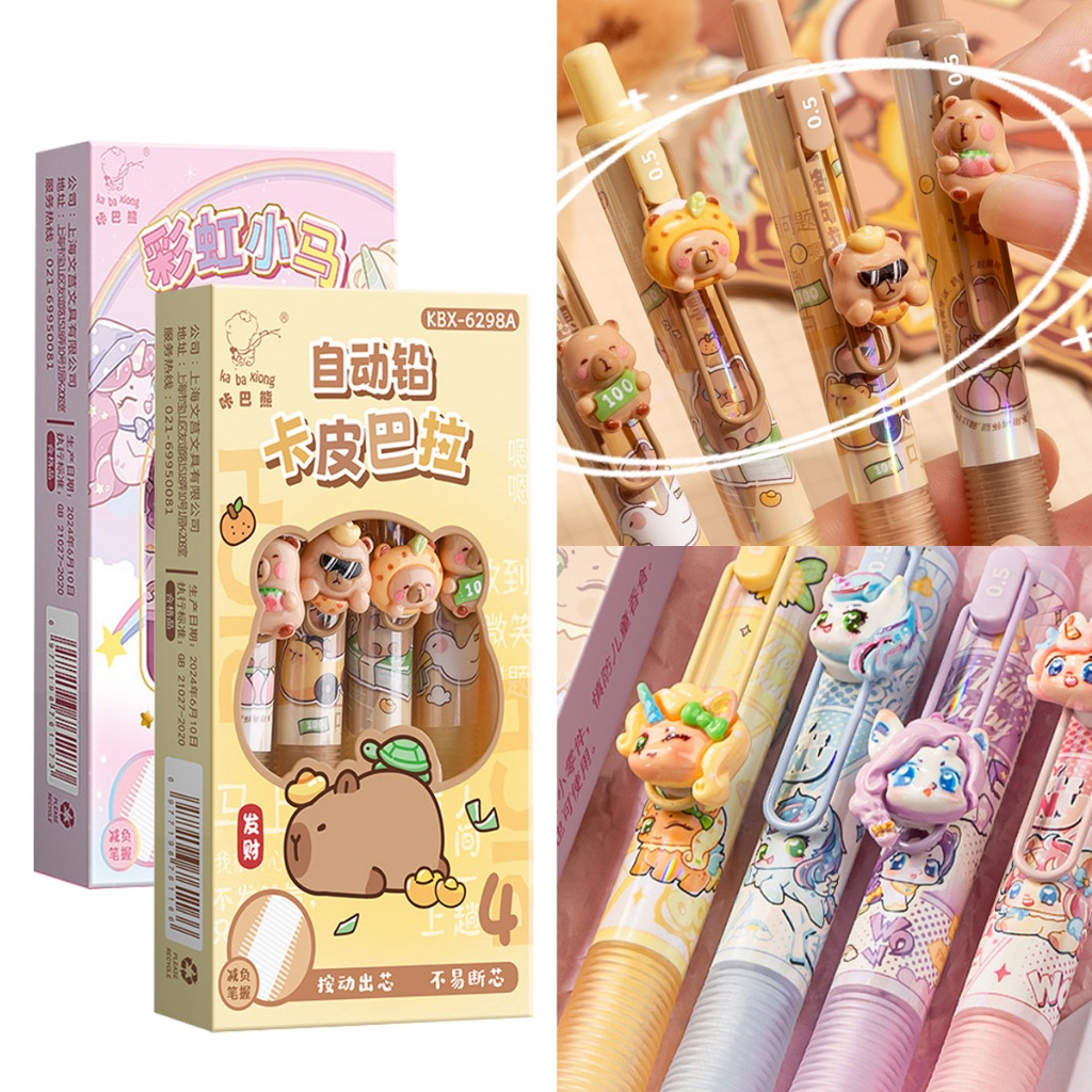 

4PCS/Box pensil mekanik lucu, pensil mekanik premium full printed untuk menulis atau menggambar