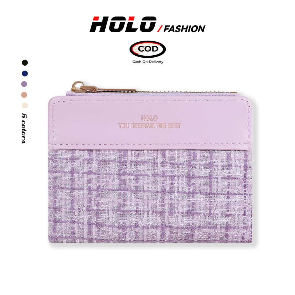 HOLO Dompet Wanita Kecil Aesthetic Korea Dompet Lipat Kulit Id Card Holder Dompet Koin Mini Terbaru