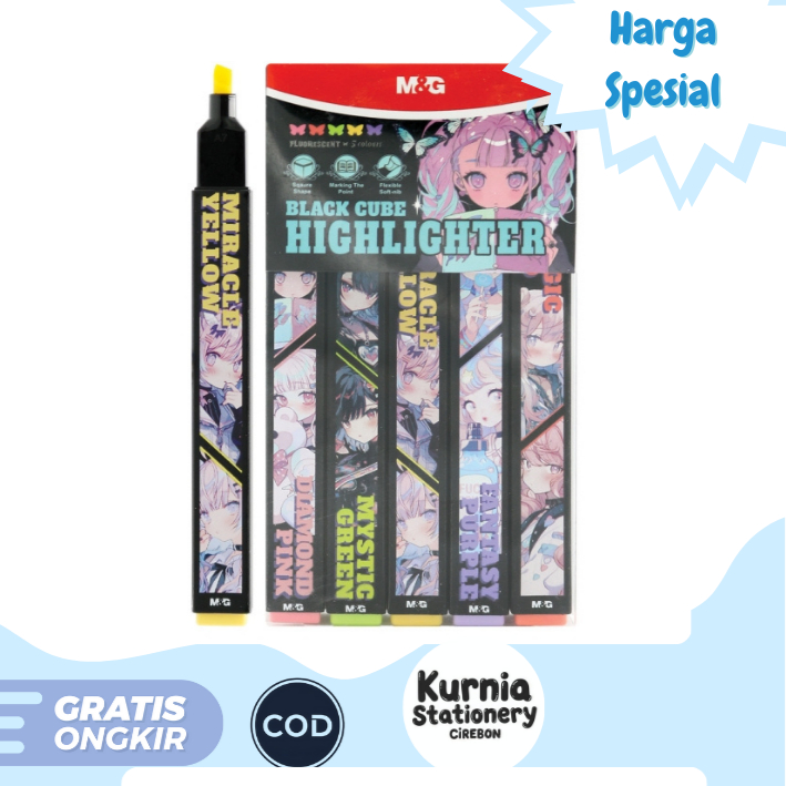 

M&G Highlighter Black Cube Fluorescent Pink Fantasy AHMU1675 (1 Set 5 pcs)