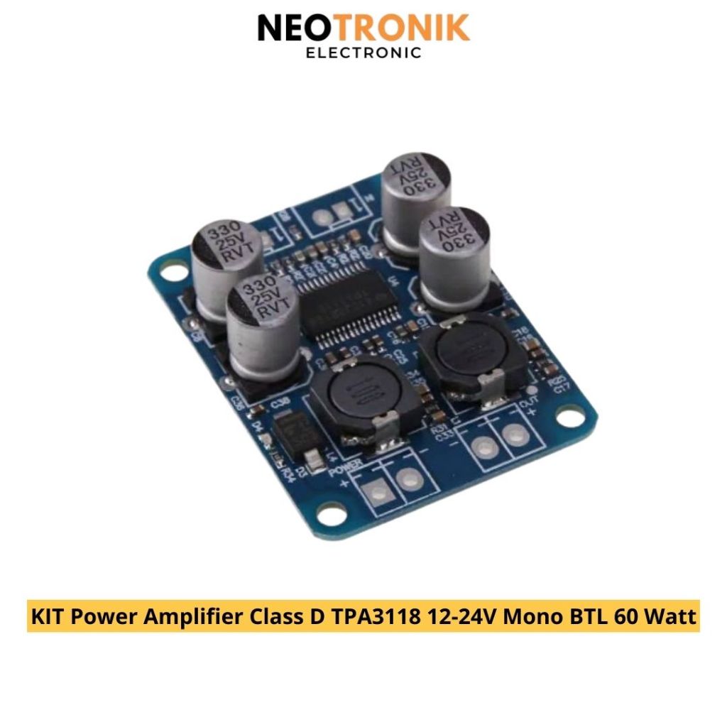 KIT Power Amplifier Class D TPA3118 12-24V Mono BTL 60 Watt