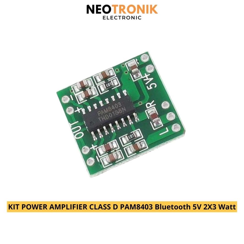 KIT POWER AMPLIFIER CLASS D PAM8403 Bluetooth 5V 2X3 Watt Stereo