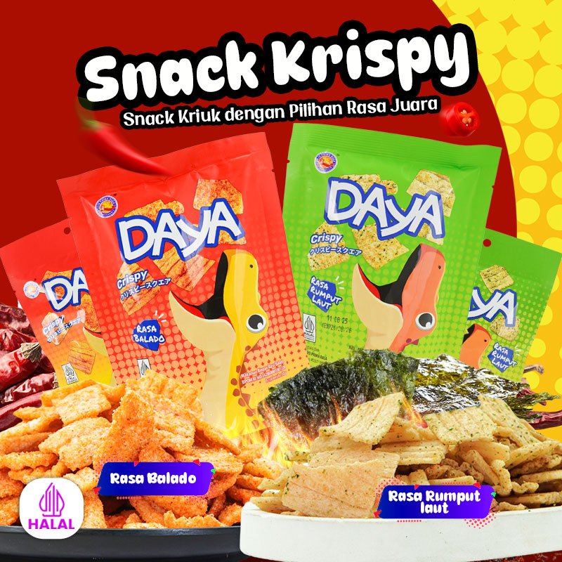 

18g DAYA Snack Krispy | Rasa Balado & Rumput Laut (Varian Rasa Juara)