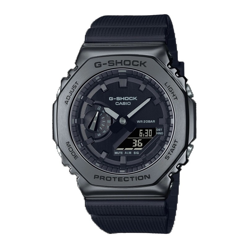 Casio Gshock GM-2100BB-1ADR Black Steel Black Rubber Jam Tangan Pria Original