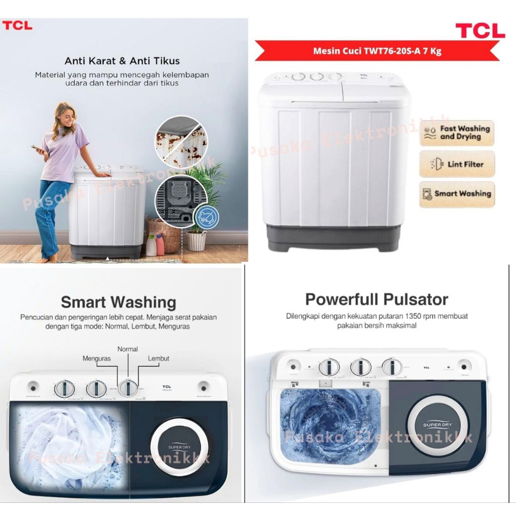 TCL TWT76 Mesin Cuci 2 Tabung