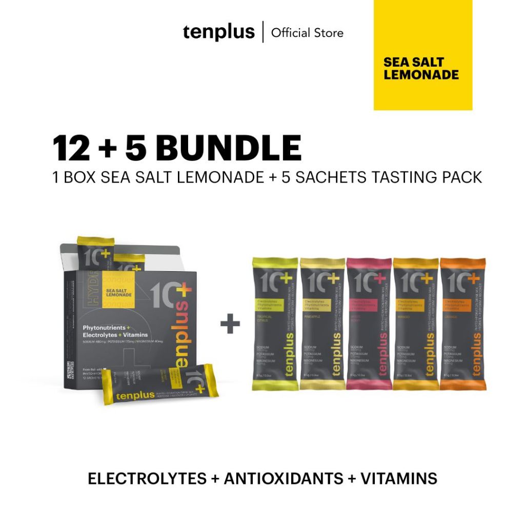 

TENPLUS Hypotonic Electrolyte Drink Mix Sea Salt Lemonade + 5 Sachets Tasting Pack